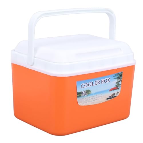Large 5L Insulated Cooler Box Portable Ice Box for Travel Camping Picnic Fish, Insulated Cooler Box Hard Case Keeps Food Freshness and Drink Cool (Orange)