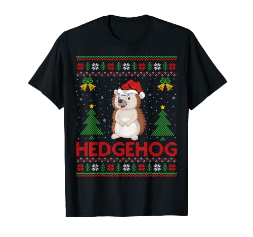 Divertido erizo de Navidad regalo de Papá Noel sombrero feo erizo Navidad Camiseta