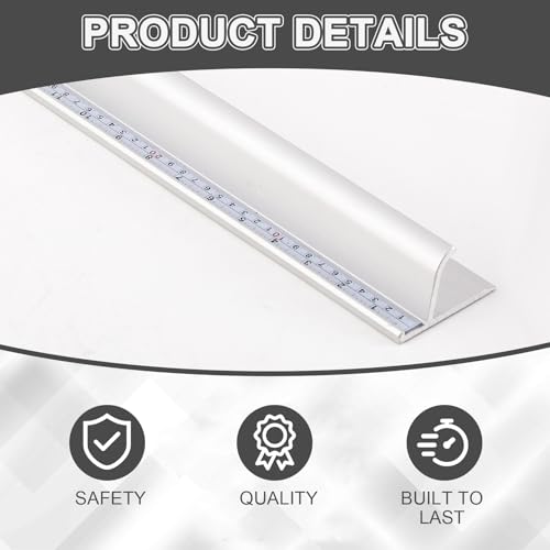 Tellegloww 1 Pcs 24 Inch Aluminum Cutting Safety Ruler with Non Slip Base Finger Guard Edge, Dual-Scale (Inch and Metric), Light Craft Safety Ruler, Use with Rotary Cutter for Paper, Leather, Fabric by Tellegloww - Image 3