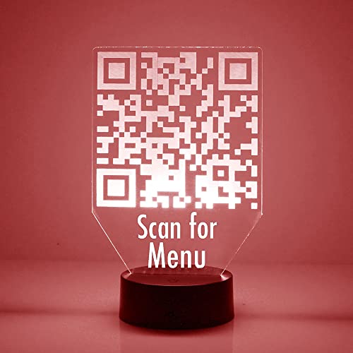 Image of Custom QR Code LED Sign Night Light Lamp with Remote, Light Up Display with Personalized Name or Image, Customized, Made in The USA, Clear Acrylic Design with 16 Colors, 4 Modes