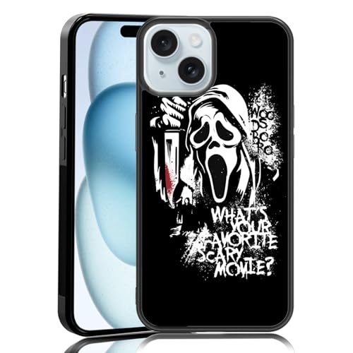 MMYAJT Favorite Scary Phone Case Compatible with iPhone 15, Scream iPhone Case Shockproof Black and White Phone Halloween Funny Cover Gift for Boy Girl Men Women