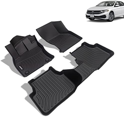 ANBINGO Floor Mats Custom for Volkswagen Jetta 2019 2020 2021 2022 2023 Waterproof Car Mats All Weather Guard Mats Heavy Duty TPE Automotive Floor Liners Accessories Front& Rear Row Full Set Black