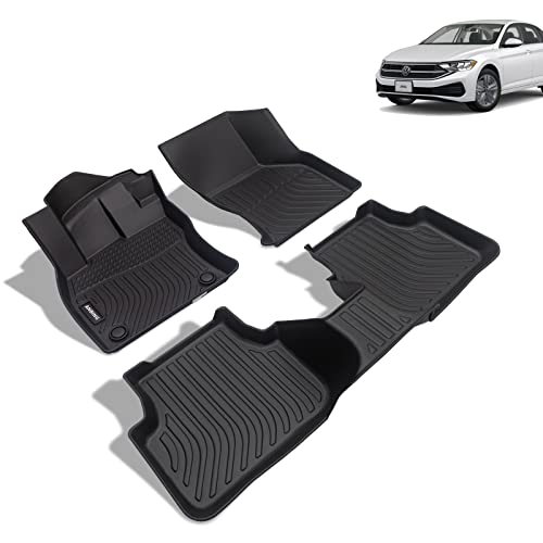Anbingo Floor Mats Custom For Volkswagen Jetta 2019 2020 2021 2022 2023 Waterproof Car Mats All Weather Guard Mats Heavy Duty Tpe Automotive Floor Liners Accessories Front& Rear Row Full Set Black #TOP2