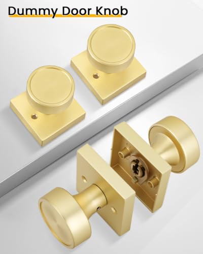 Image of Goldenwarm Gold Door Knobs Dummy, No-Turning Single-Sided Interior Door Knob for for Pantry, French Doors & Closets, 1 Pack /2 Pieces