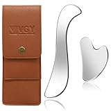 VGY Stainless Steel Gua Sha Facial Tools Set, Tighten Skin Massage Guasha Beauty Tool, Metal Guasha Tool for Face, Face Massager Tool for Body Eyes Neck - Silver