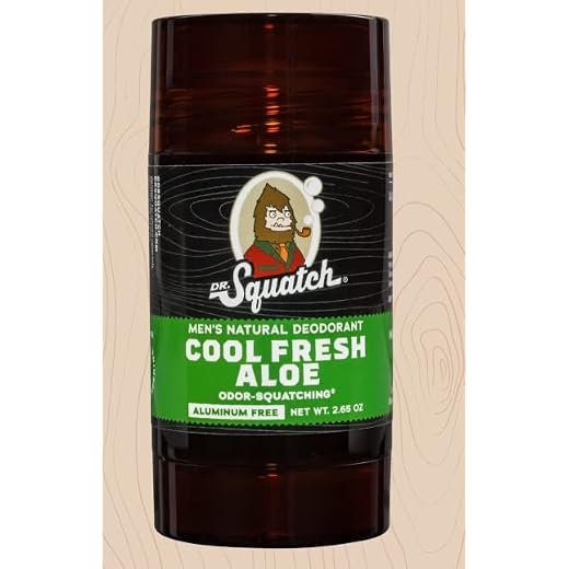 Dr. Squatch Natural Deodorant for Men – Odor-Squatching Men's Deodorant Aluminum Free - Cool Fresh Aloe 2.65 oz (1 Pack)