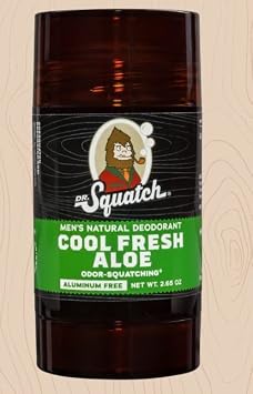 Dr. Squatch Natural Deodorant for Men Odor-Squatching Mens Deodorant Aluminum Free - Cool Fresh Aloe 2.65 oz 1 Pack