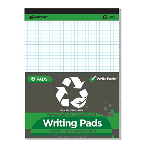 Kaisa Legal Pad Quad Ruled Writing Pads, Graph Ruled 8.5X11 Inch Legal Pad, Recycled Paper Pads, White 6Pad, Ksu-7525 #TOP1