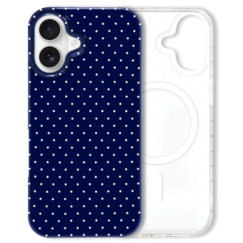 Hython for iPhone 17 Case Cute Polka Dot Aesthetic Design Simple Cover 6.3", Thin Slim Anti-Scratch Soft TPU Bumper Shockproof Rubber Protective Phone Cases for Women Girls, Magnetic Dark Blue by Hython - Used condition - US$5.70