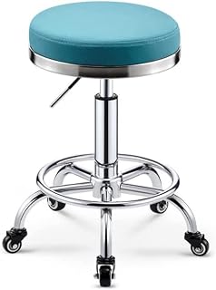 Stool on Wheels Round Rolling Stool Heavy Duty Salon Massage Swivel Adjustable Rolling Stool (Color : Light Pink) Marriage