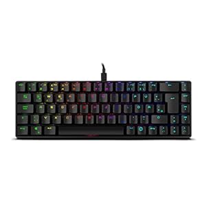 Ozone Gaming Gear Tactical – Mini Gaming-Tastatur mechanisch 65%, Bluetooth & USB, Outemu Red Switches, Anti-Ghosting, LED RGB, DE Layout, schwarz