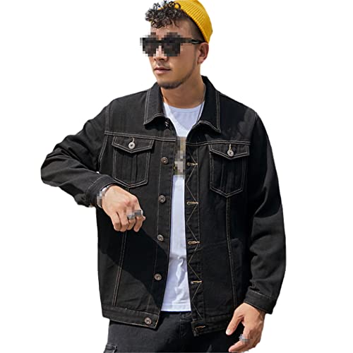 Veste en jean homme noir veste classique et ample de mi-saison
