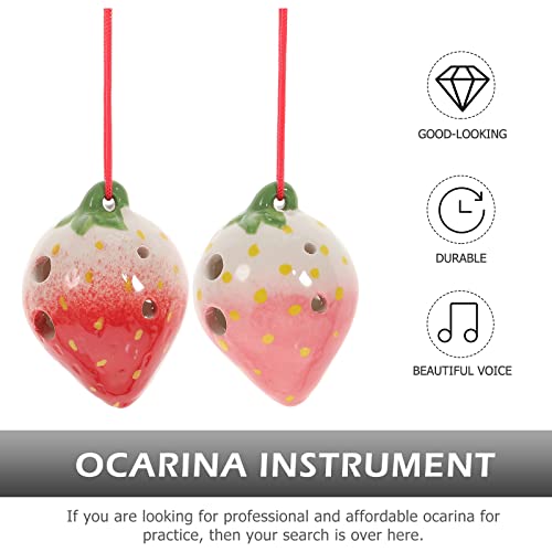 Music Instrument 2 Sets Lovely Fruit Shaped Ocarinas Beginner Practice Ocarinas Strawberry Ocarinas Ocarina #TOP2
