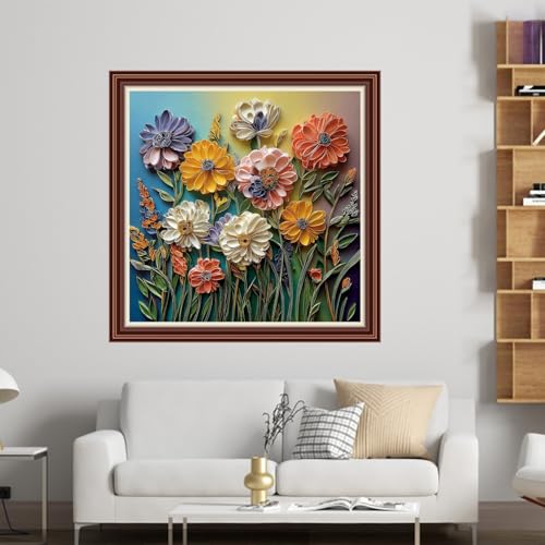 Dimensean Counted Cross Stitch Kit for Beginners, 11CT Unprinted Cross-Stitch Kit Easy Patterns Needlepoint Kit Cross Stitching Embroidery Kit Supplies-Magical Flowers 18x18 inch by Dimensean - Image 2