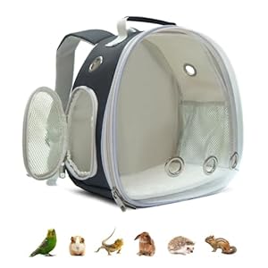 Small Animal Carrier Backpack for Guinea Pig Bird Bunny Cat Kitten Lizard Rabbit Squirrel Beared Dragon Portable Travel Carrier Backpack Space Capsule Bubble Window Carrier (Black)