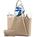 LOVEVOOK Laptop Bags for Women, 15.6 inch Handbags Tote Bags with Compartments, PU Leather Shoulder Work Bag Ladies Handbags with Purse for College Office Business Shopping, Sandy