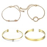 goldpfeil frankfurt Metalltyp: Zink A YIKOUQI Goldpfeil Kristall Kreis Layered Armreifen Frauen Geometrische Offene Einstellbare Charms Armbänder Set Schmuck