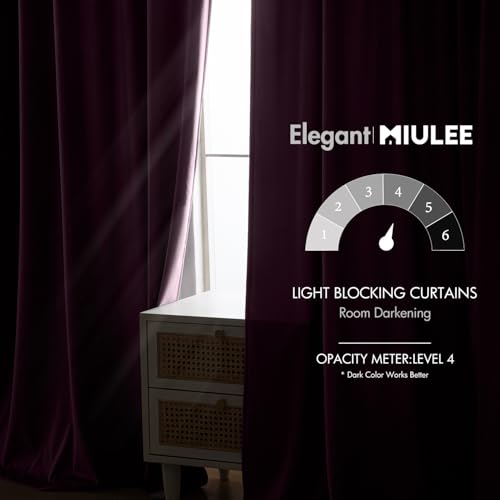 Image of MIULEE Dark Purple Velvet Curtains 52x84 inches Luxury Blackout Curtains | Thermal Insulated, Super Soft Window Drapes for Bedroom Living Room, Rod Pocket & Back Tab
