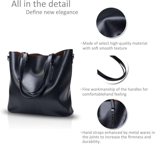 Image of Women's Handbag Tote Bag Premium PU Leather Shoulder Bag with Top Handle & Detachable Strap - Stylish Large Capacity Purse for Office, Casual & Party Use (BlackS)