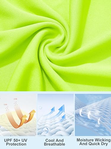 MAGCOMSEN Women's Plus Size Quick Dry Sun Protection Running Shirt - Long Sleeve Summer Top, Fluorescent Green