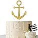 Gold Glitter Ship Anchor Cake Topper - for Baby Shower/Nautical Themed Party/Navy Themed Bon Voyage/Navy Wedding Party Decorations Supplies
