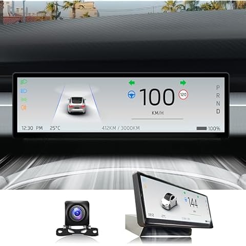 Airayvis 8.8" Head Up Display for Tesla Model 3 2017-2023 & Model Y 2020-2023,Touch Screen Instrument Cluster with CarPlay & Android Auto Real-Time Vehicle Info Display Cover