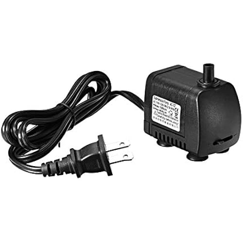 uxcell 105 GPH (400L/H, 7W, 110-120V) Submersible Water Pump US Plug for Pond, Fish Tank Fountain Water Pump Hydroponics with 4.9ft (1.5M) Power Cord
