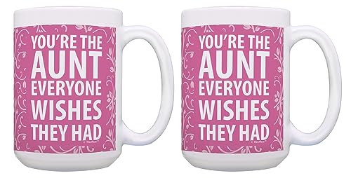 Niece Aunt Gifts You're The Aunt Everyone Wishes They Had 2 Pack 15oz Ceramic Coffee Mug Set