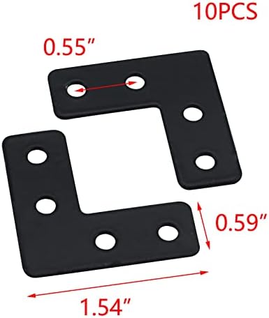 T Tulead L자형 코너 브레이스, 블랙, 3.91cm x 1.50cm, 10개 팩 — 사진 2