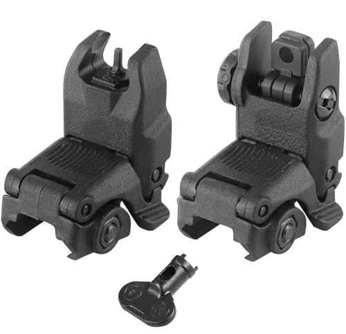 Flip Up Sight Backup Front & Rear Sight Set Rapid Transition Backup Sight Set for Picatinny Weaver Rail Mount