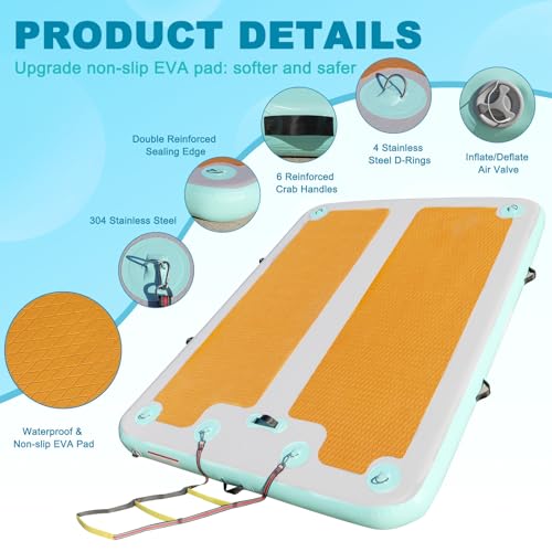 Plate-forme de natation gonflable avec surface antidérapante en EVA de 3m - 4