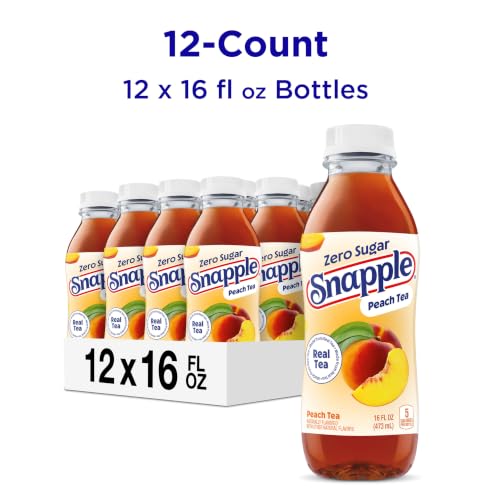 Image of Snapple Zero Sugar Peach Tea, 16 fl oz recycled plastic bottle (Pack of 12)