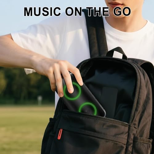 Bluetooth Lautsprecher mit Licht, 2026 Neues Musikbox Tragbarer Bluetooth Box mit 20W Spitze, 52mm Durchmesser Dual Lautsprecher, Tiefer Bass, RGB Lichter, IPX7 Outdoor Speaker für Reisen/Party/Strand