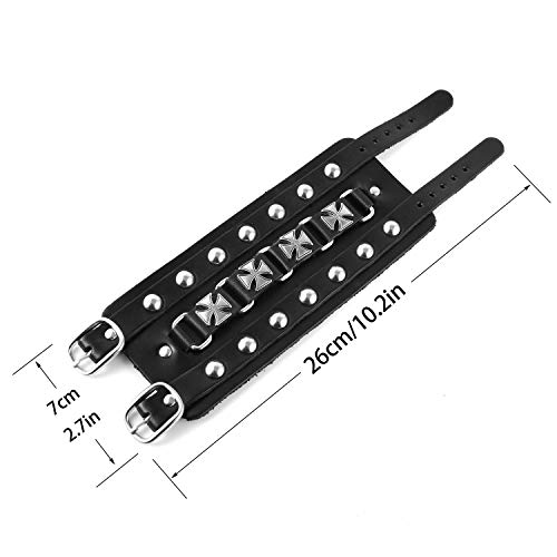 Pulsera de cuero ancha punk rock para hombre miniatura 2
