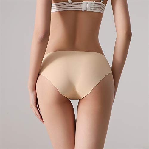 Dinglu Women's Invisible Seamless Bikini Underwear 5 Pack Mid-Rise Stretchy Comfy Brief Panties(Nude,9) #TOP3