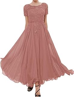 Mother of The Bride Dresses Applique Chiffon Formal Evening Dress Dusty Rose 14