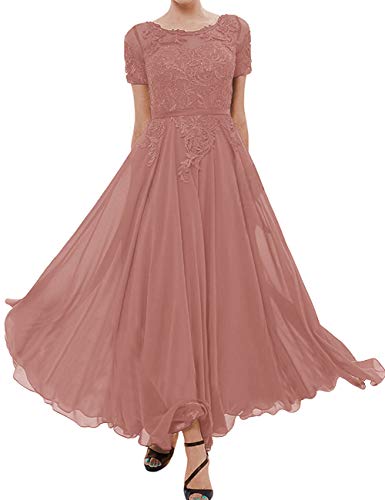 Mother of The Bride Dresses Applique Chiffon Formal Evening Dress Dusty Rose 14