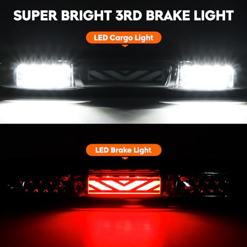 Tail Light + 3rd Third Brake Cargo Lamp for 07-13 Chevy Silverado 1500, 07-14 2500HD & 3500HD, 08-14 GMC Sierra 3500 HD, High Mount Stop Light Rear LED Taillight, 25958482 25958483 GM2800207 GM2801207 by Tresound - Image 6