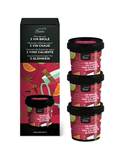 Vino Caliente Bembo - 3 Mezclas de Especias para Vino Caliente - Mezcla de Especias para Vino Tinto Caliente - Cómo Aromatizar el Vino Tinto Fácilmente - Aperitivos y Cócteles - Hecho en Italia.