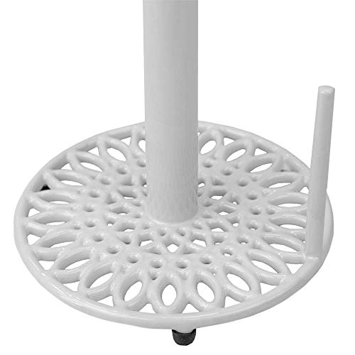 Home Basics Bread Box For Kitchen Counter | White | 4 Piece Ceramic Canister Set With Wooden Spoons | Sunflower Cast Iron Paper Towel Holder With Dispensing Side Bar | Makes A Great Gift #TOP6