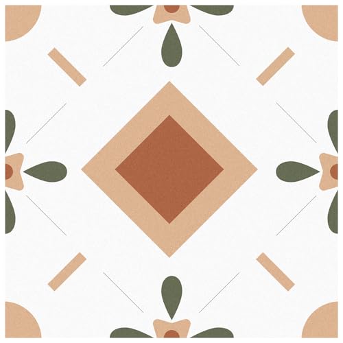 Peel and Stick Vinyl Floor Tiles, 20pcs, Self-Adhesive Removable, Waterproof, 7.9x7.9 inches, DIY Flooring, for Kitchen Bathroom Living Room (20, Orange, Medium) by Generic - Image 2