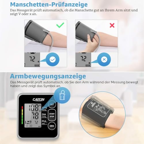 CAZON Blutdruckmessgeräte Oberarm Digital Vollautomatisch Blutdruckmessgerät Pulsmessung...