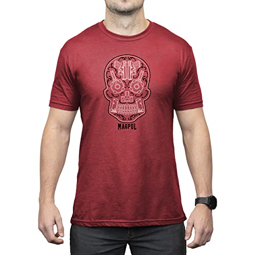 Magpul CVC Crew Neck Short Sleeve T-Shirt for Men, Sugar Skull Red Heather, M Homme Cover
