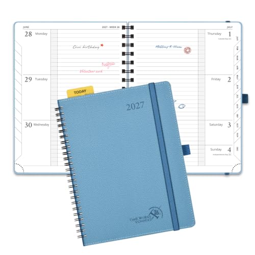 POPRUN 2027 Planner, 6.75" x 8.5" Weekly Calendar Book, Day Planner 2027