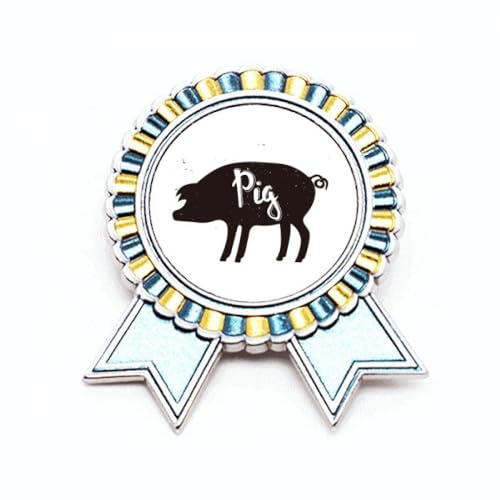 Broche cochon noir et blanc métal M bijou fantaisie animalier