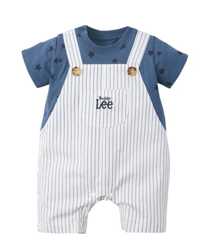 [ニッセン] ベビー用ロンパース・カバーオール 男の子 女の子 【Buddy Lee（バディ リー）】 サロペット風半袖カバーオール（） ヒッコリー 80