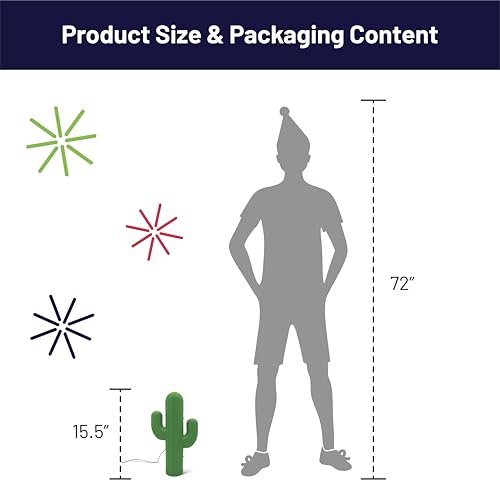 Image of 15.5-Inch Lighted Cactus Novelty Blow Mold Light - Indoor /Outdoor Display, Unique Yard Art with Plug-in Lights