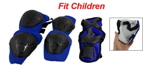 Niños Patinaje rodilla codo muñeca de protección Guardia Pad Set Azul Negro