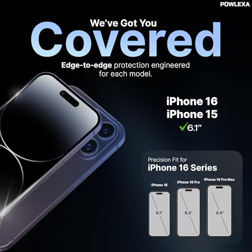 Image of 2 Pack Screen Protector for iPhone 16 Tempered Glass Film 9H+ Hardness 12FT Military Grade Shatterproof, HD Clear, Scratch Resistant, Full Edge Case Friendly Bubble Free Alignment Frame [6.1 inch]