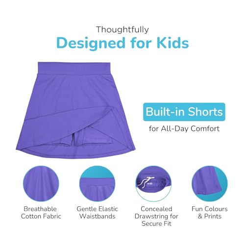 Image of YouGotPlanB Cotton Skater Skirt for Girls | Pack of 1 | Ages 3-16 Years | Attached Inner Shorts | Ideal for Sports & Play